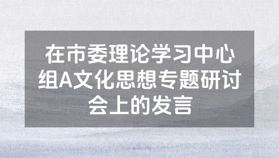 在市委理论学习中心组A文化思想专题研讨会上的发言