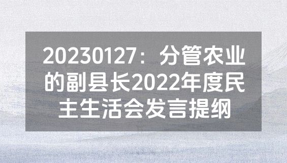 20230127：分管农业的副县长2022年度民主生活会发言提纲