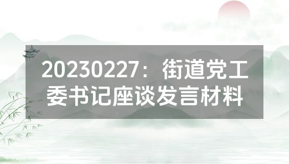 20230227：街道党工委书记座谈发言材料