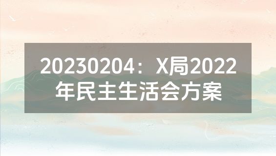 20230204：X局2022年民主生活会方案