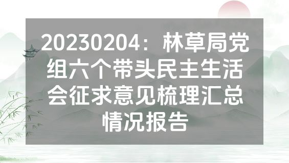 20230204：林草局党组六个带头民主生活会征求意见梳理汇总情况报告