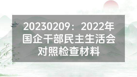 20230209：2022年国企干部民主生活会对照检查材料