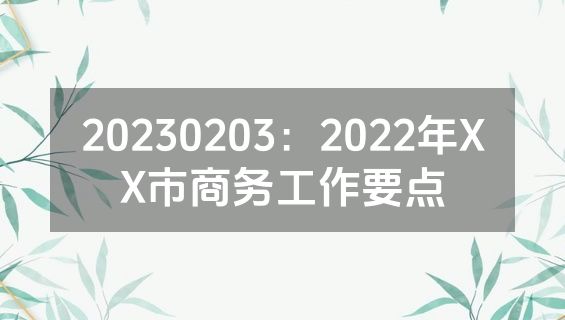 20230203：2022年XX市商务工作要点