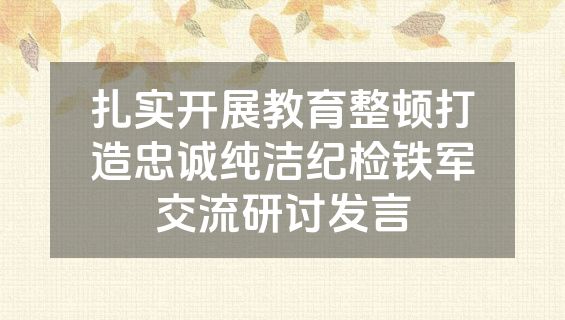 扎实开展教育整顿打造忠诚纯洁纪检铁军交流研讨发言