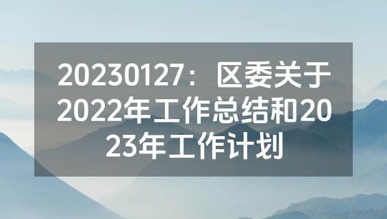 20230127：区委关于2022年工作总结和2023年工作计划
