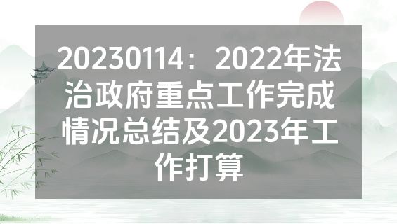 20230114：2022年法治政府重点工作完成情况总结及2023年工作打算