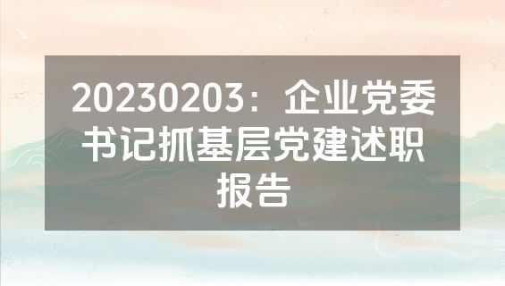 20230203：企业党委书记抓基层党建述职报告