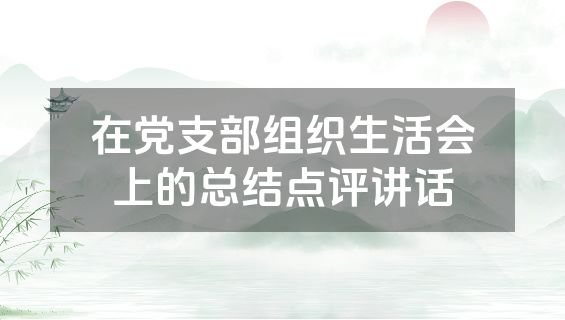 在党支部组织生活会上的总结点评讲话