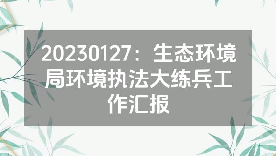 20230127：生态环境局环境执法大练兵工作汇报