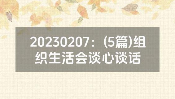 20230207：(5篇)组织生活会谈心谈话