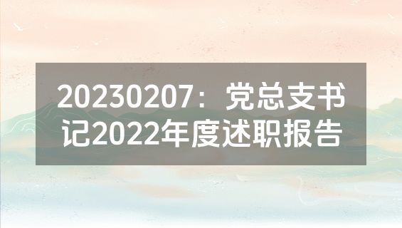 20230207：党总支书记2022年度述职报告
