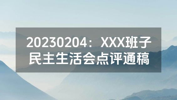 20230204：XXX班子民主生活会点评通稿