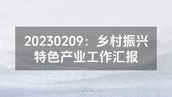 20230209：乡村振兴特色产业工作汇报