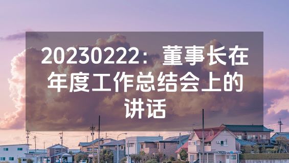 20230222：董事长在年度工作总结会上的讲话
