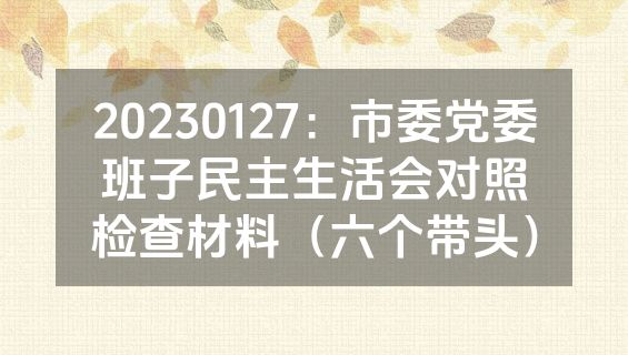 20230127：市委党委班子民主生活会对照检查材料（六个带头）