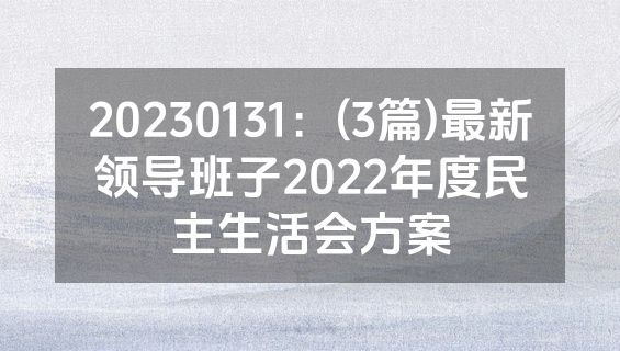 20230131：(3篇)最新领导班子2022年度民主生活会方案
