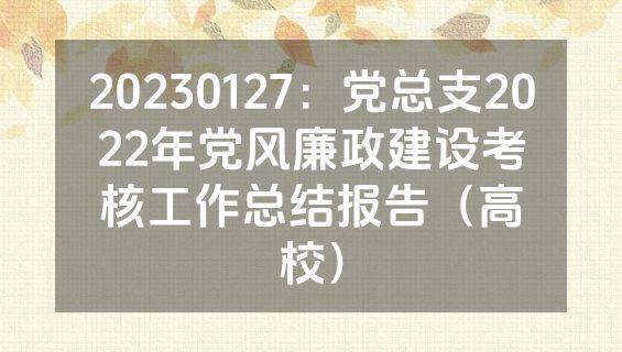 20230127：党总支2022年党风廉政建设考核工作总结报告（高校）