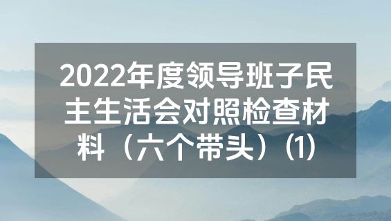 2022年度领导班子民主生活会对照检查材料（六个带头）(1)