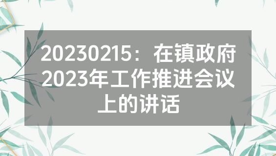 20230215：在镇政府2023年工作推进会议上的讲话