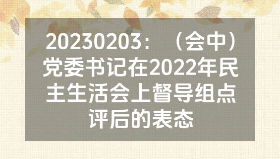 20230203：（会中）党委书记在2022年民主生活会上督导组点评后的表态