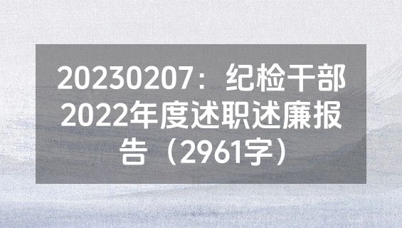 20230207：纪检干部2022年度述职述廉报告（2961字）