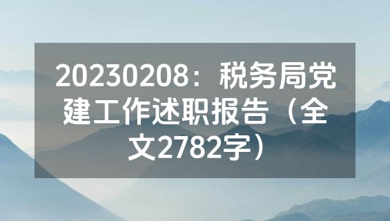 20230208：税务局党建工作述职报告（全文2782字）