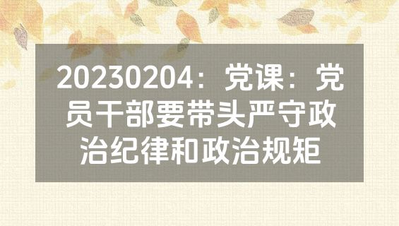 20230204：党课：党员干部要带头严守政治纪律和政治规矩