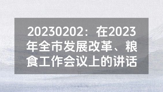20230202：在2023年全市发展改革、粮食工作会议上的讲话