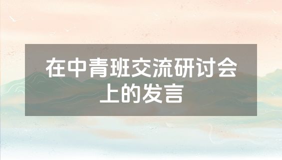 在中青班交流研讨会上的发言