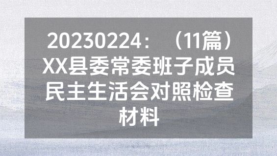 20230224：（11篇）XX县委常委班子成员民主生活会对照检查材料