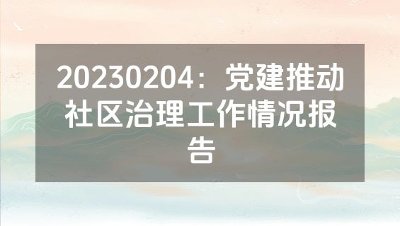 20230204：党建推动社区治理工作情况报告