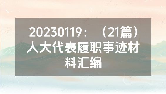 20230119：（21篇）人大代表履职事迹材料汇编