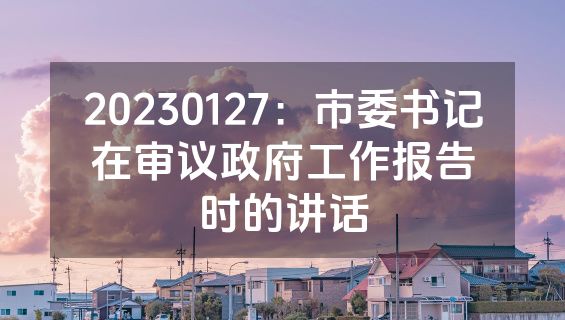 20230127：市委书记在审议政府工作报告时的讲话