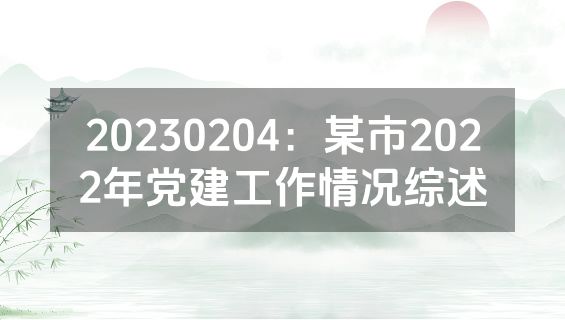 20230204：某市2022年党建工作情况综述