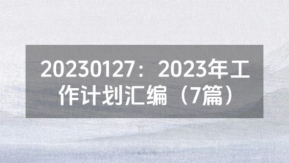 20230127：2023年工作计划汇编（7篇）