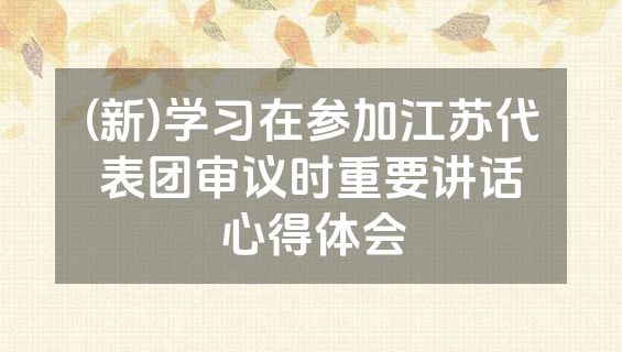 (新)学习在参加江苏代表团审议时重要讲话心得体会