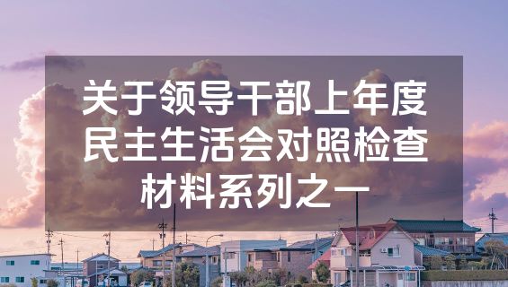 关于领导干部上年度民主生活会对照检查材料系列之一