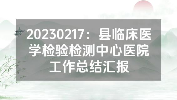 20230217：县临床医学检验检测中心医院工作总结汇报