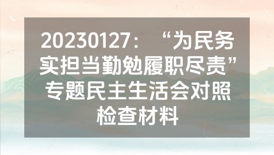 20230127：“为民务实担当勤勉履职尽责”专题民主生活会对照检查材料