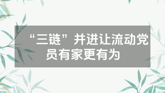 “三链”并进让流动党员有家更有为