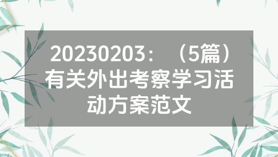 20230203：（5篇）有关外出考察学习活动方案范文