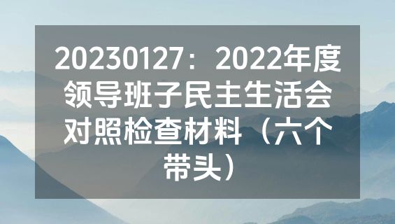 20230127：2022年度领导班子民主生活会对照检查材料（六个带头）
