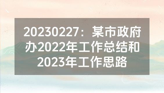 20230227：某市政府办2022年工作总结和2023年工作思路