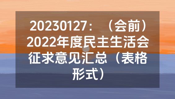 20230127：（会前）2022年度民主生活会征求意见汇总（表格形式）