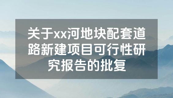 关于xx河地块配套道路新建项目可行性研究报告的批复