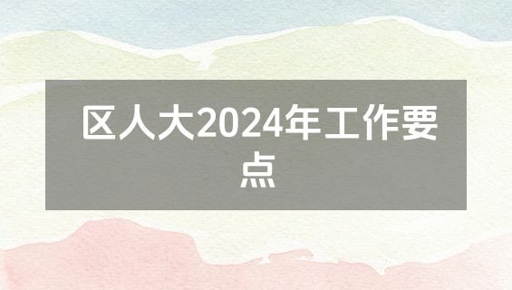 区人大2024年工作要点