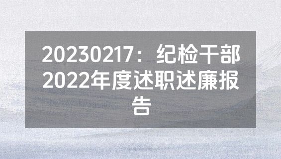 20230217：纪检干部2022年度述职述廉报告