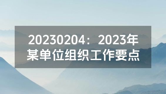 20230204：2023年某单位组织工作要点