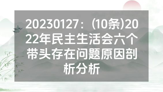 20230127：(10条)2022年民主生活会六个带头存在问题原因剖析分析