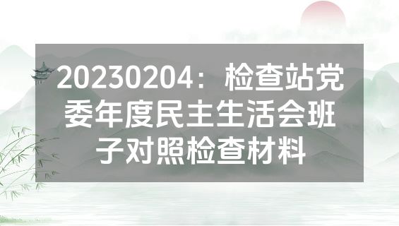20230204：检查站党委年度民主生活会班子对照检查材料